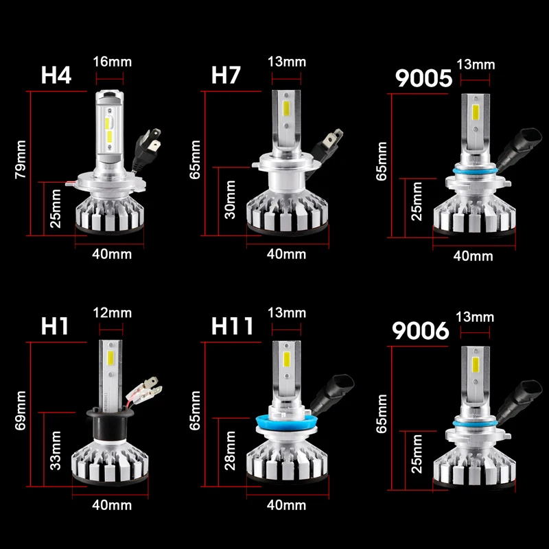 ROADOT Mini Size H7 Led With Canbus Car accessories Headlight H4 H1 H11 9005 9006 6000K 4300K araba aksesuar High Power Lamp | Автомобили