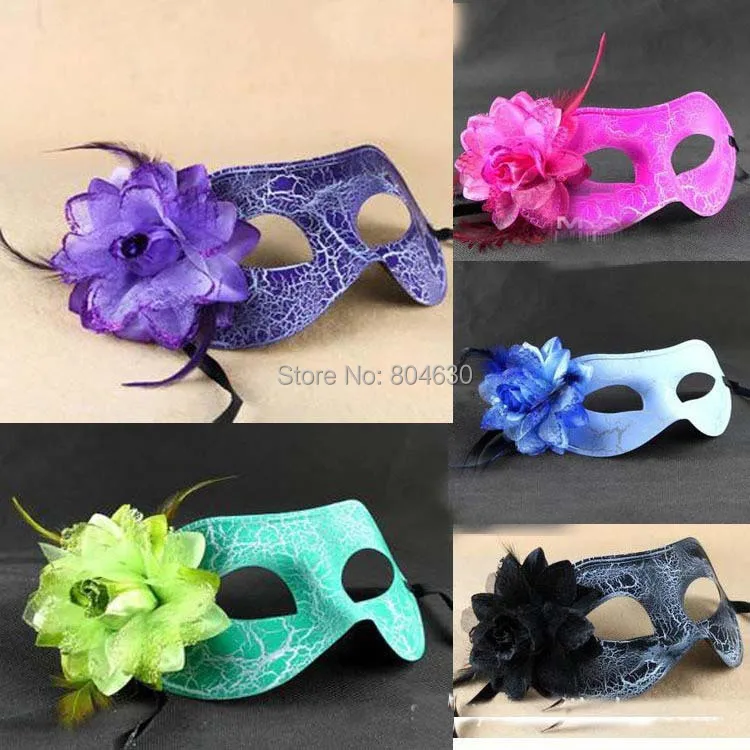Анти-трещины маскарадные маски цветок перо в сторону карнавал марди гра хэллоуин