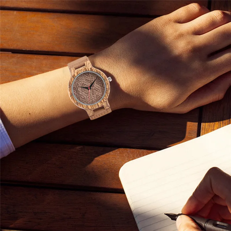 

Casual Wooden Wristwatch Handmade Rhombus Plaited Cloth Face Line Bamboo Watch Male Female Family Gifts Clock saat hour