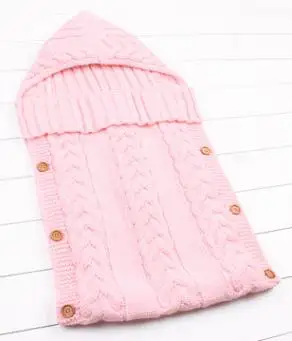 Pink Пеленальное Одеяло для новорожденных; детское теплое шерстяное одеяло; вязаные крючком спальные мешки; Детские конверты; спальные мешки для постельных принадлежностей; коляска - Цвет: Pink