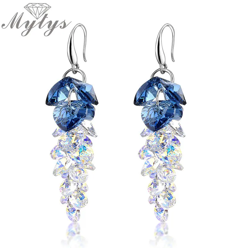 Серьги Mytys модные с кубическим кристаллом серое синее CE104|crystal dangle earrings|dangle