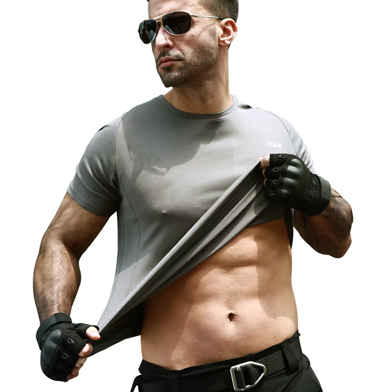 Тактические CQB круглый воротник футболки Для мужчин открытый летний