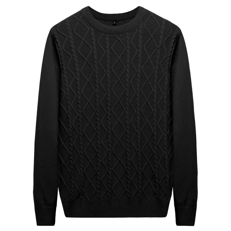 Мужской утепленный вязаный свитер Хлопковый пуловер с круглым вырезом брендовый