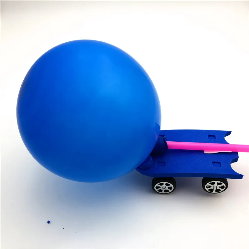 Happyxuan Дети DIY приводимый в движение воздушным шариком автомобильный комплект для начальной школы детского сада забавные физики эксперименты научная игрушка Обнаружение стволовых образования