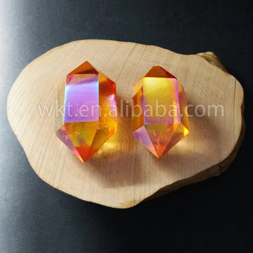 Кварцевый камень aqua aura смешанный цвет двухсторонний с кристаллами|quartz stone|crystal