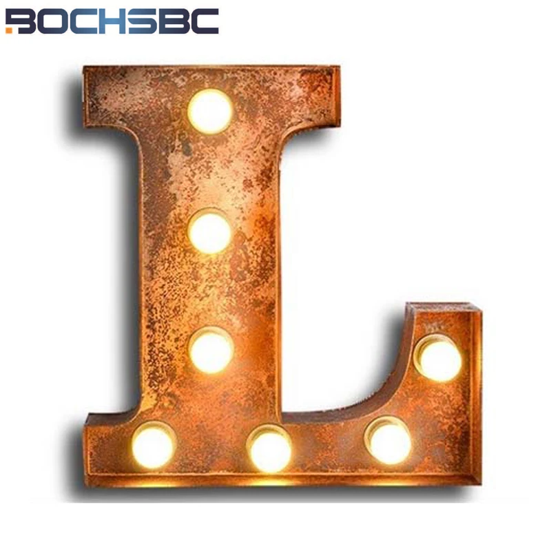 

BOCHSBC Art Deco Metal Letter L Lamps for Bar Cafe Living Room Dinning Room Vintage Loft Wall Sconce Lights Lompara de pared