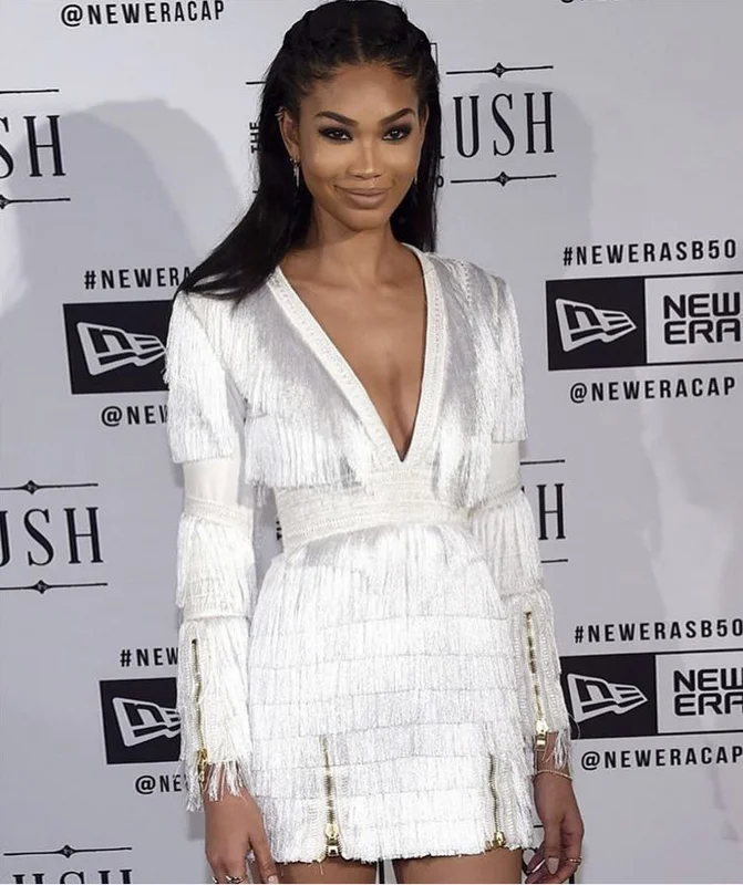 

Summer Women White front Tassel Zippers long sleeve Bandage Vestidos 2018 New Bodycon Clubwears Celebrity Party Dress