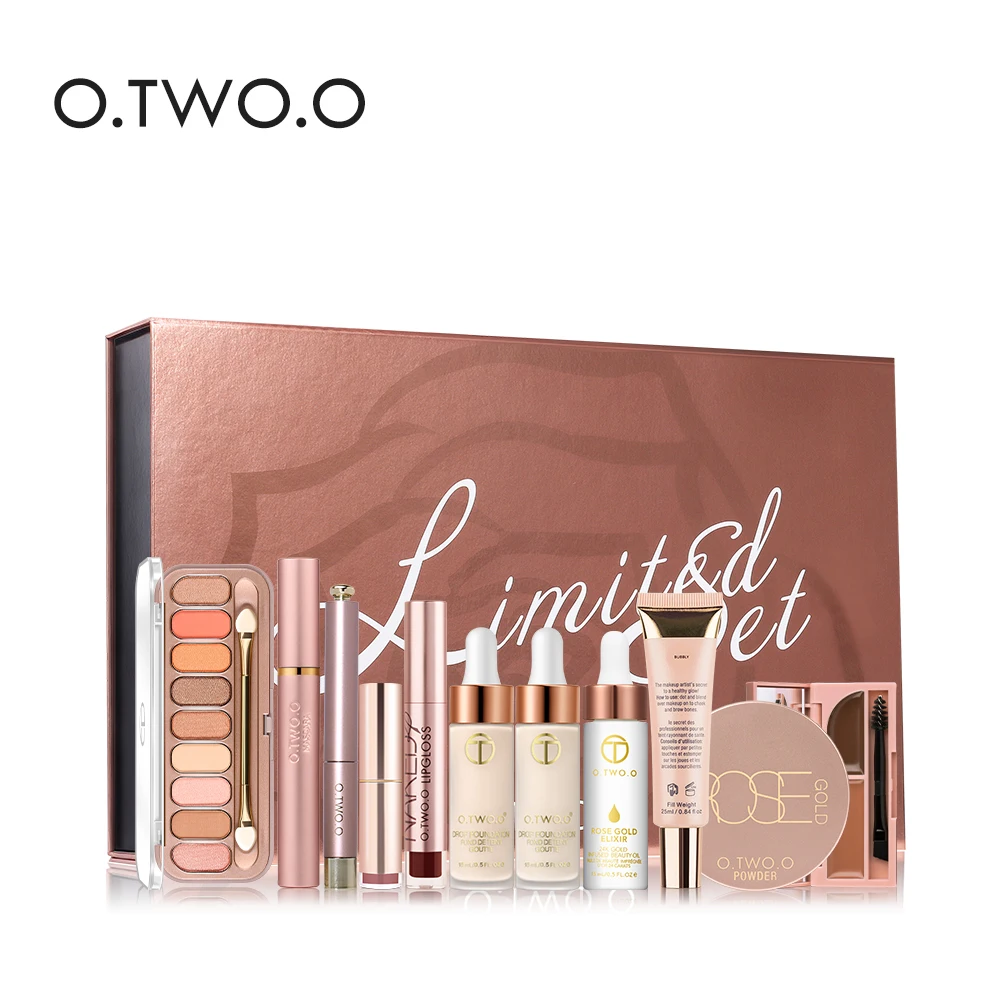 O.TWO.O Black Gold Series Make Up Tool Kit 11 Pieces/Set with Makeup Box Professional Beauty Set Cosmetics | Красота и здоровье