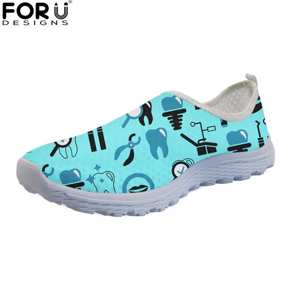 CC4414AA FORUDESIGNS/Женская обувь на плоской подошве с милым рисунком для дантиста; zapatos mujer; сетчатая обувь с сеткой; Женская дышащая Летняя обувь с героями мультфильмов; - Цвет: CC4414AA