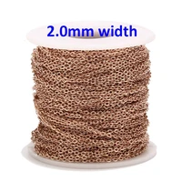 9 meters rose gold color stainless steel cable link chains 2mm for diy necklace jewelry making craft by