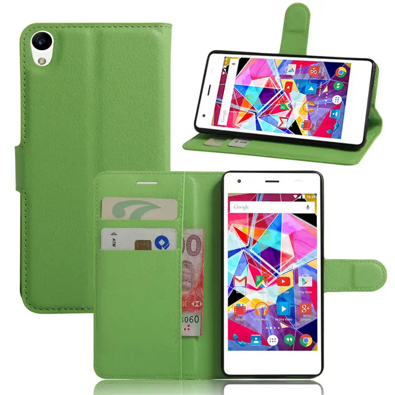 green Cyboris чехол для Archos diamond S 5.0 дюймов чехол флип чехол личи чехол искусственная кожа с карт памяти Держатели Стенд функции - Цвет: green