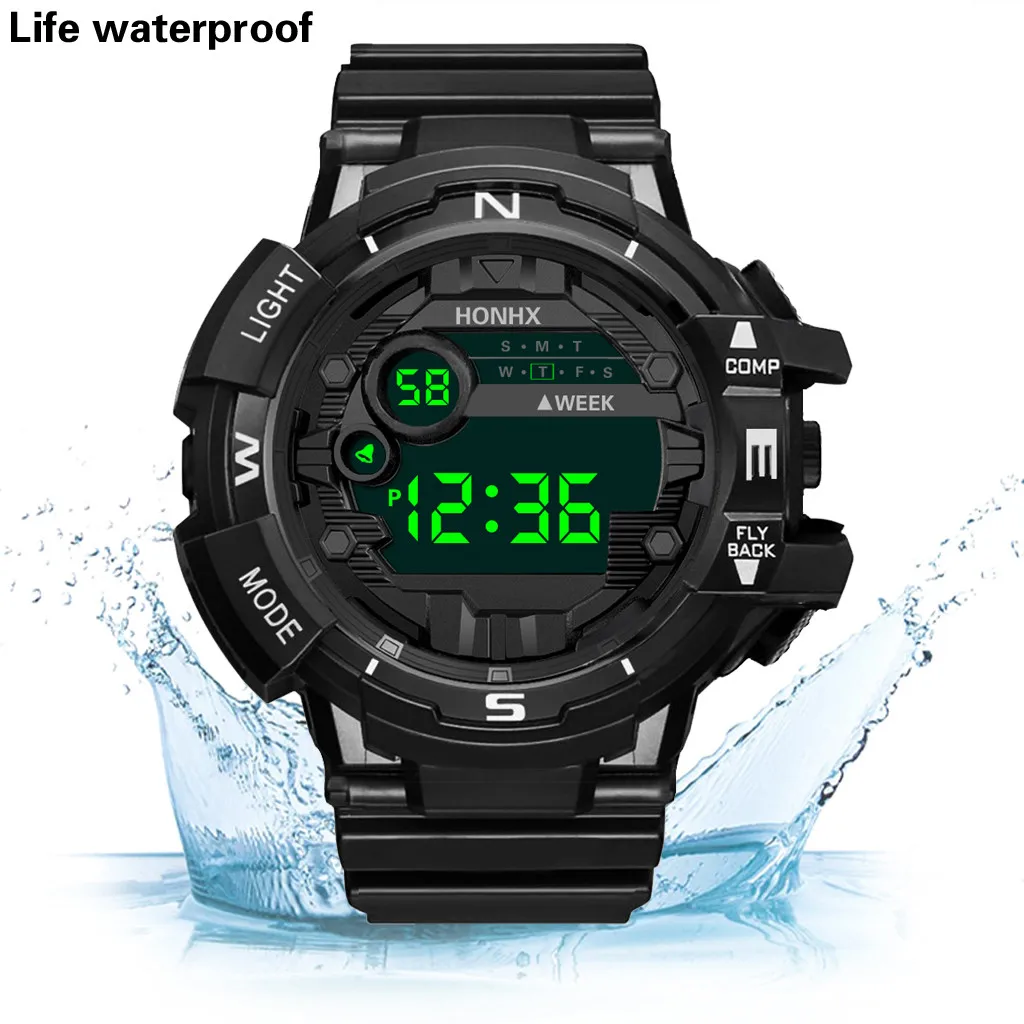 Reloj hombre, модные, мужские, водонепроницаемые, светодиодный, цифровой, с датой, военные, спортивные, резиновые, кварцевые часы, erkek kol saati