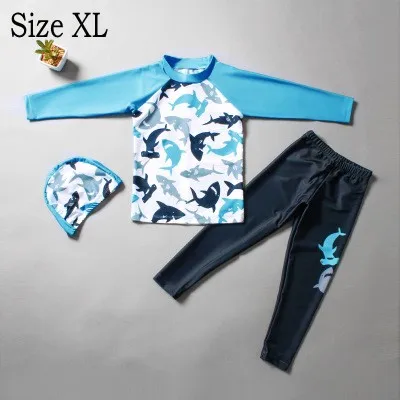 dolphin XL Одежда для плавания подростковый купальник для больших мальчиков, купальный костюм для серфинга, комплект из двух предметов, Солнцезащитный головной платок для плавания, пляжный набор для купания - Цвет: dolphin XL