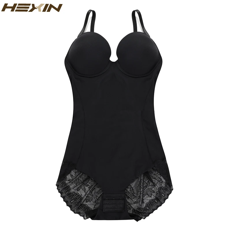 HEXIN, Женское Сексуальное Кружевное боди для похудения, Корректирующее белье, пуш-ап, бюстгальтер, контроль живота, жира, регулируемое Корректирующее белье