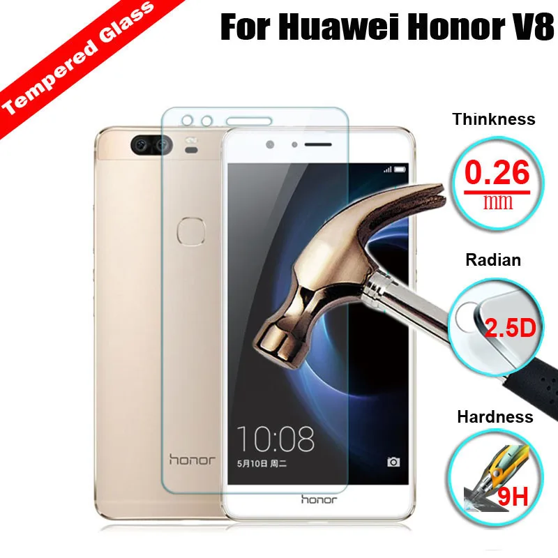 9H 2.5D Закаленное стекло для Huawei Honor V8 устойчивая к царапинам Противоударная