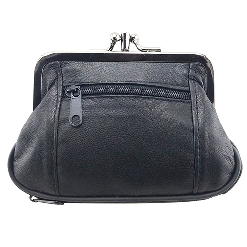 NICOLE& CO, кошелек для монет из натуральной кожи, Женский кошелек из овечьей кожи, кошелек с металлическим замком, держатель для карт, кошелек на молнии, маленькая сумка - Цвет: black023