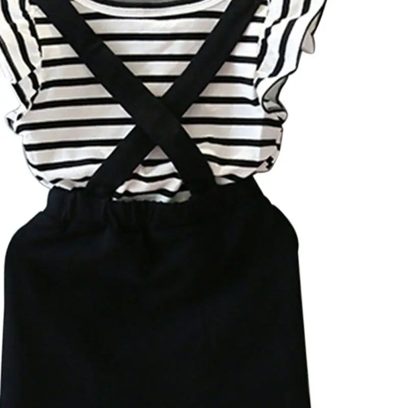 Летнее платье с цветочным рисунком для девочек принцессы в черно-белую полоску