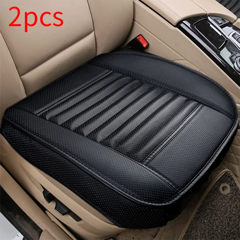 2pc Front Black Универсальные чехлы для сидений автомобиля 5D из искусственной кожи, чехлы для сидений автомобиля на четыре сезона, чехлы для автомобиля, набор ковриков, аксессуары для салона автомобиля - Название цвета: 2pc Front Black