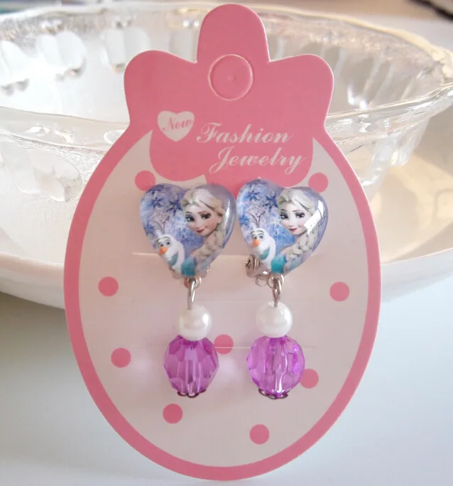 2 pcsDisney мультфильм дети клипсы Замороженные Эльза клипсовые висячие серьги девушка подарок на день рождения косметические аксессуары для кукол игрушки