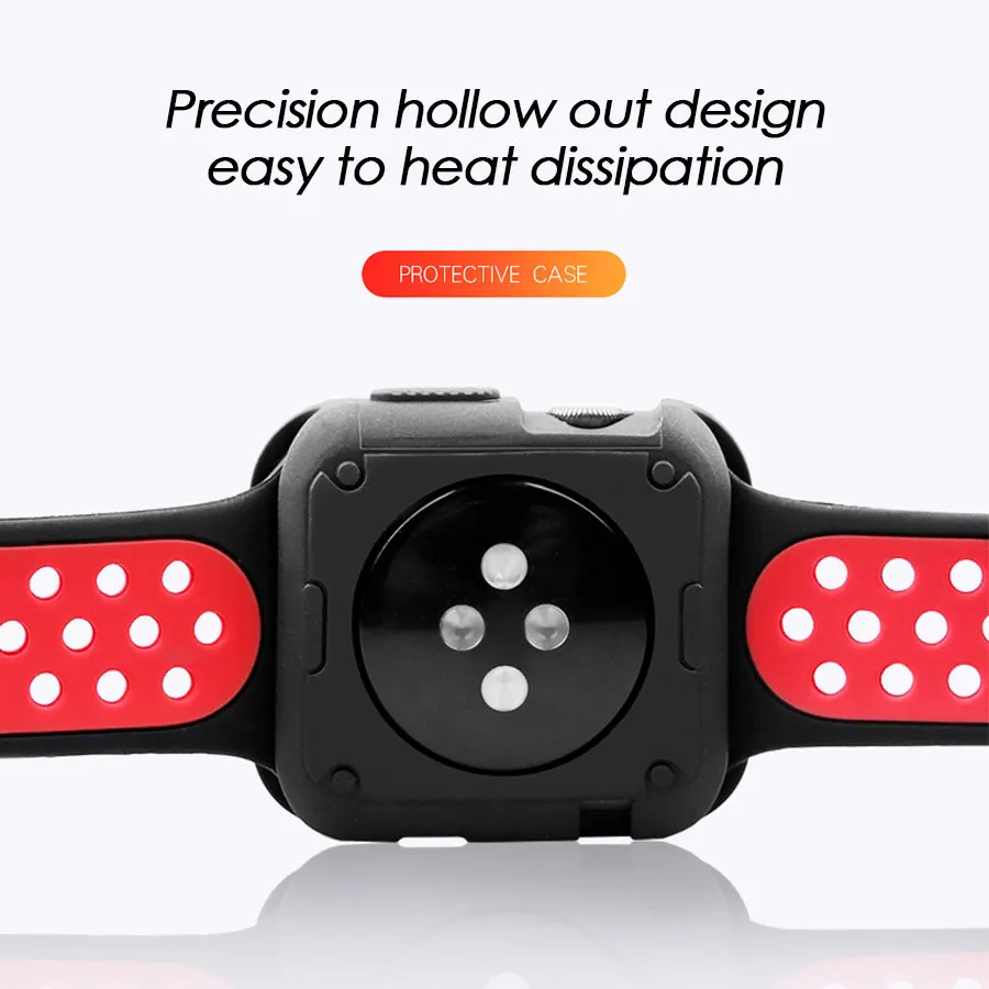 Силиконовый чехол для часов Apple Watch Series 4/3/2/1 полный протектор Водонепроницаемый анти-детонационный бампер для наручных часов iWatch, 40 мм 44 мм, 38 мм, 42 мм