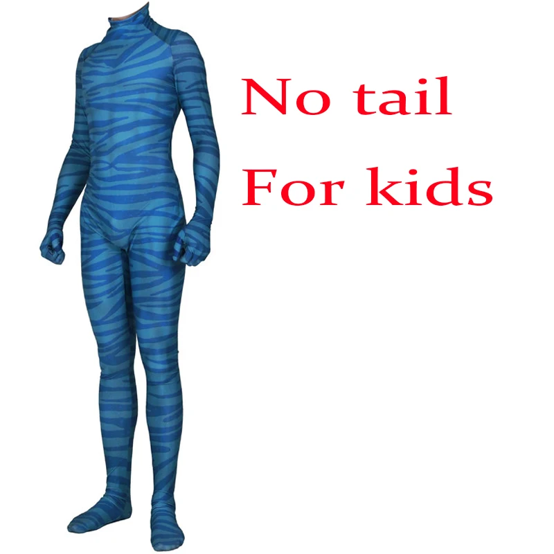 For kids (No tail) Фильм Аватар 2 Косплей Костюм Джейк Салли Нейтири зентай боди костюм комбинезоны Хэллоуин костюм для взрослых женщин мужчин детей - Цвет: For kids (No tail)