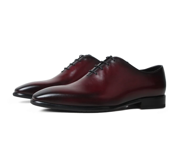 Wine Red VIKEDUO/мужские туфли-оксфорды из натуральной кожи; парадная обувь для свадьбы, офиса, бизнеса; синяя мужская обувь; Patina Zapato de Hombre - Цвет: Wine Red