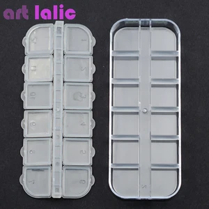 Прозрачный пустой пластиковый чехол Стразы для нейл-арта, контейнер для сухих цветочные серьги; Бижутерия, маникюрные инструменты, 12 Ячеек