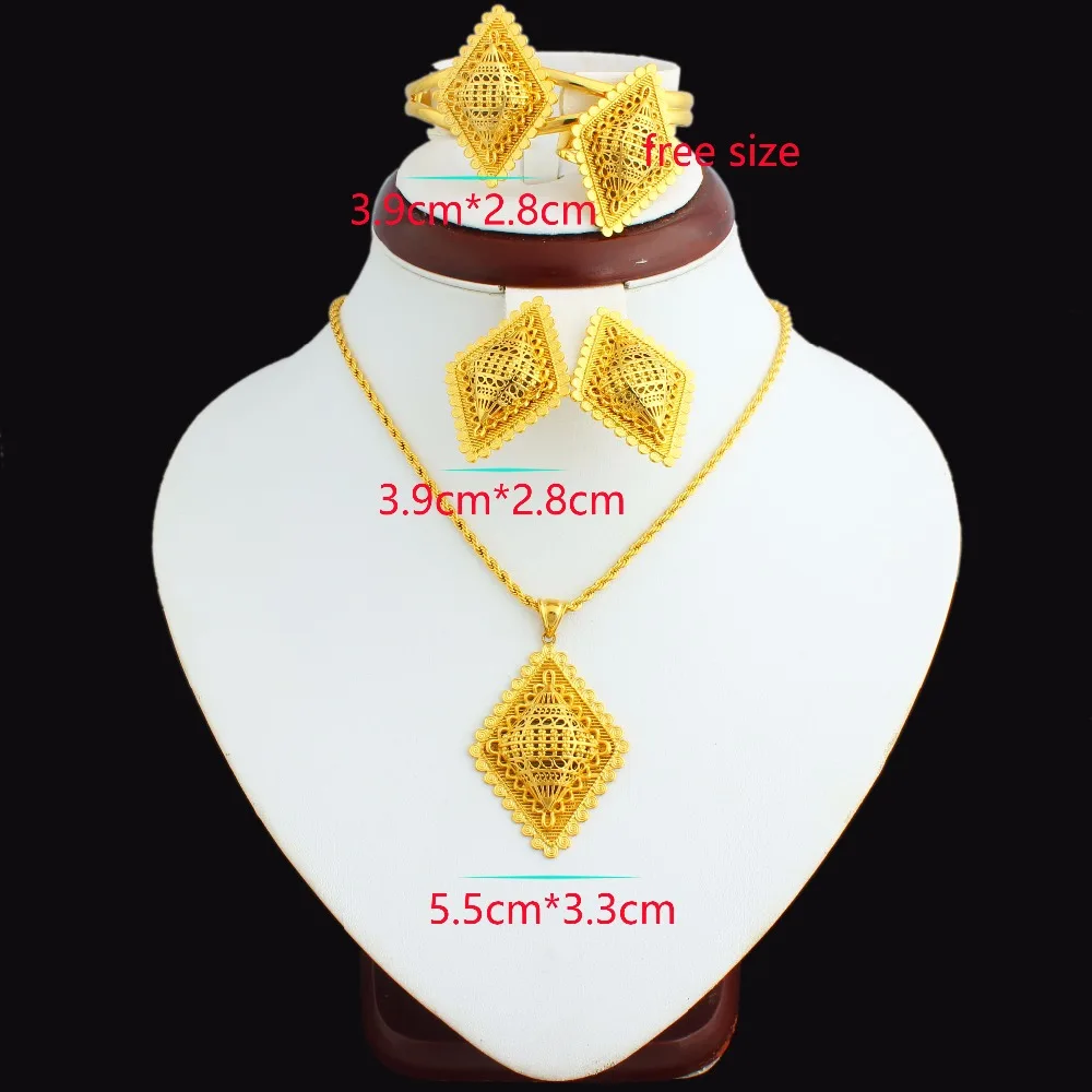 Комплект ювелирных изделий ожерелье/Подвеска/серьги/Кольцо/браслет/золото 24