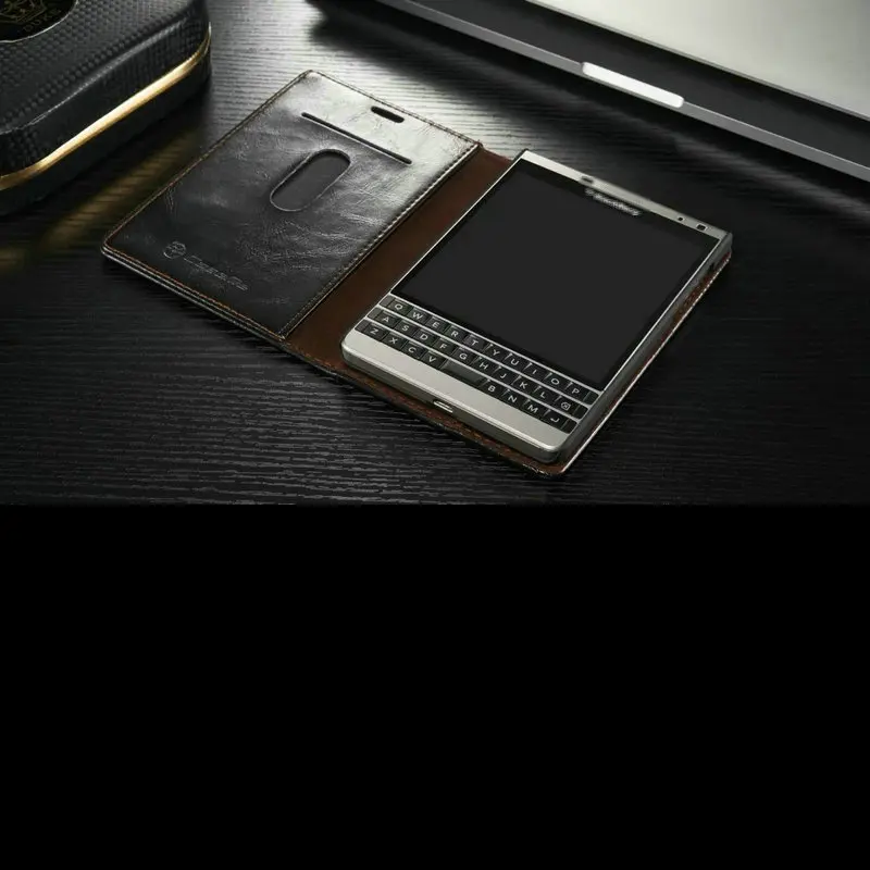 Caseme Роскошный кожаный чехол для BlackBerry Passport серебряное издание флип с подставкой