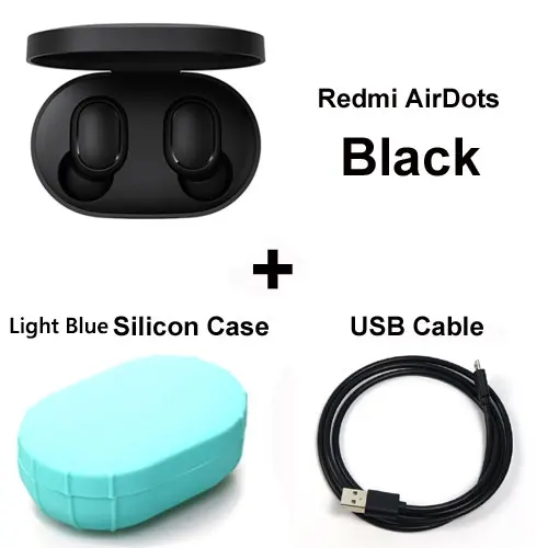Add Cable LBlue Case Xiaomi Redmi Airdots Xiaomi беспроводные наушники Голосовое управление Bluetooth 5,0 шумоподавление управление - Цвет: Add Cable LBlue Case