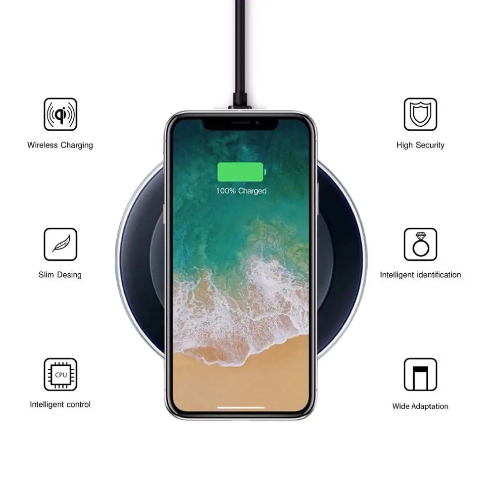 Универсальное беспроводное зарядное устройство USB Qi для Samsung Note Galaxy S6 S7 Edge S8