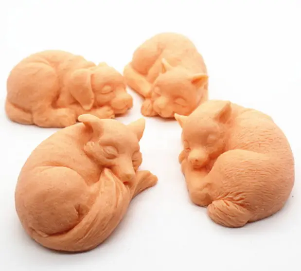 

Silicone Mold Four Small Animals in Sleeping Soap Mold Handmade Soaps Molds Handemade Food Grade Mould Aroma Stone Molds PRZY