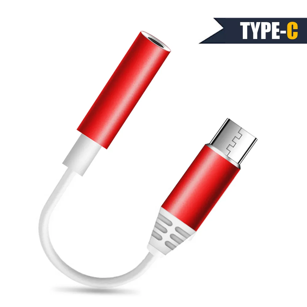red Тип C до 3,5 мм наушники Aux Jack адаптер аудио кабель USB C для iPad Pro для Xiaomi для huawei все тип-c звонки - Цвет: red