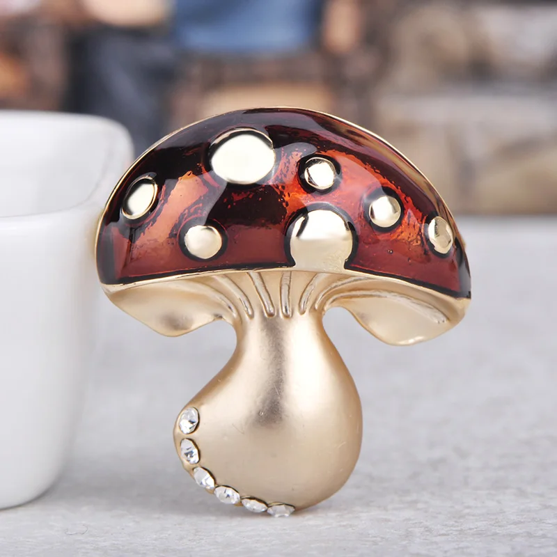 FUNMOR Милая эмалированная точечная брошь гриб розовое золото Кристалл Фиолетовый