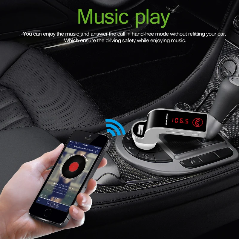 Onever 4-in-1 Hands Free Wireless Bluetooth FM Transmitter G7 + AUX Modulator Car Kit MP3 Player SD USB LCD Accessories |