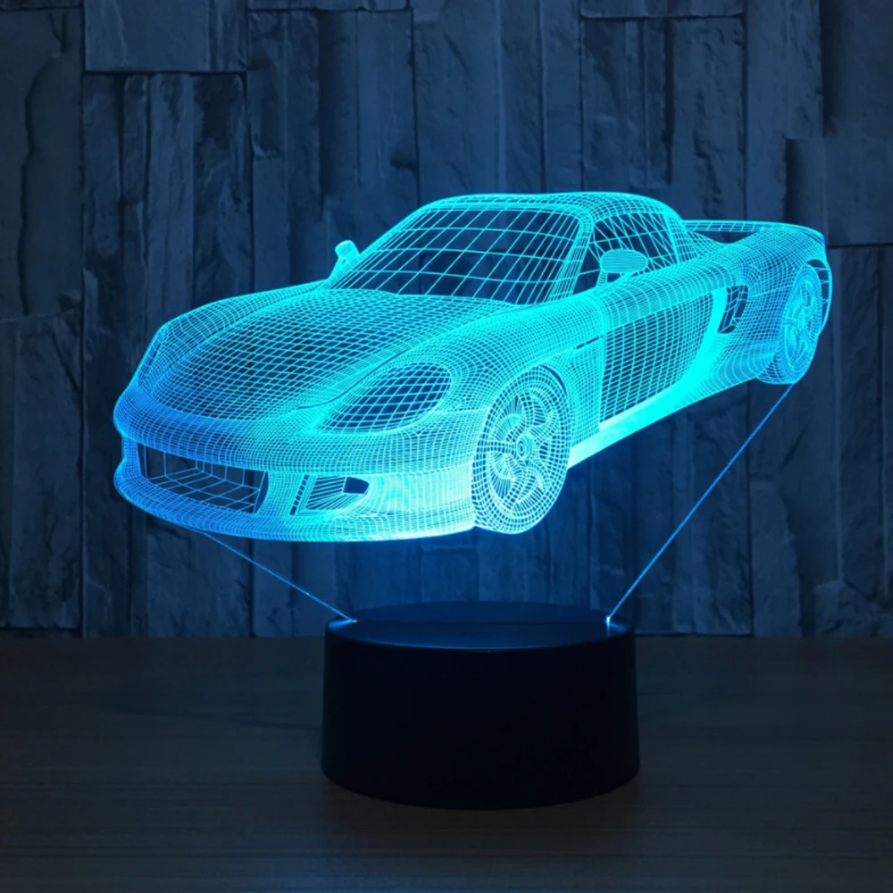 Автомобильная 3D 7 цветная лампа визуальные Светодиодные ночные светильники для детей сенсорный Usb Настольный лампе