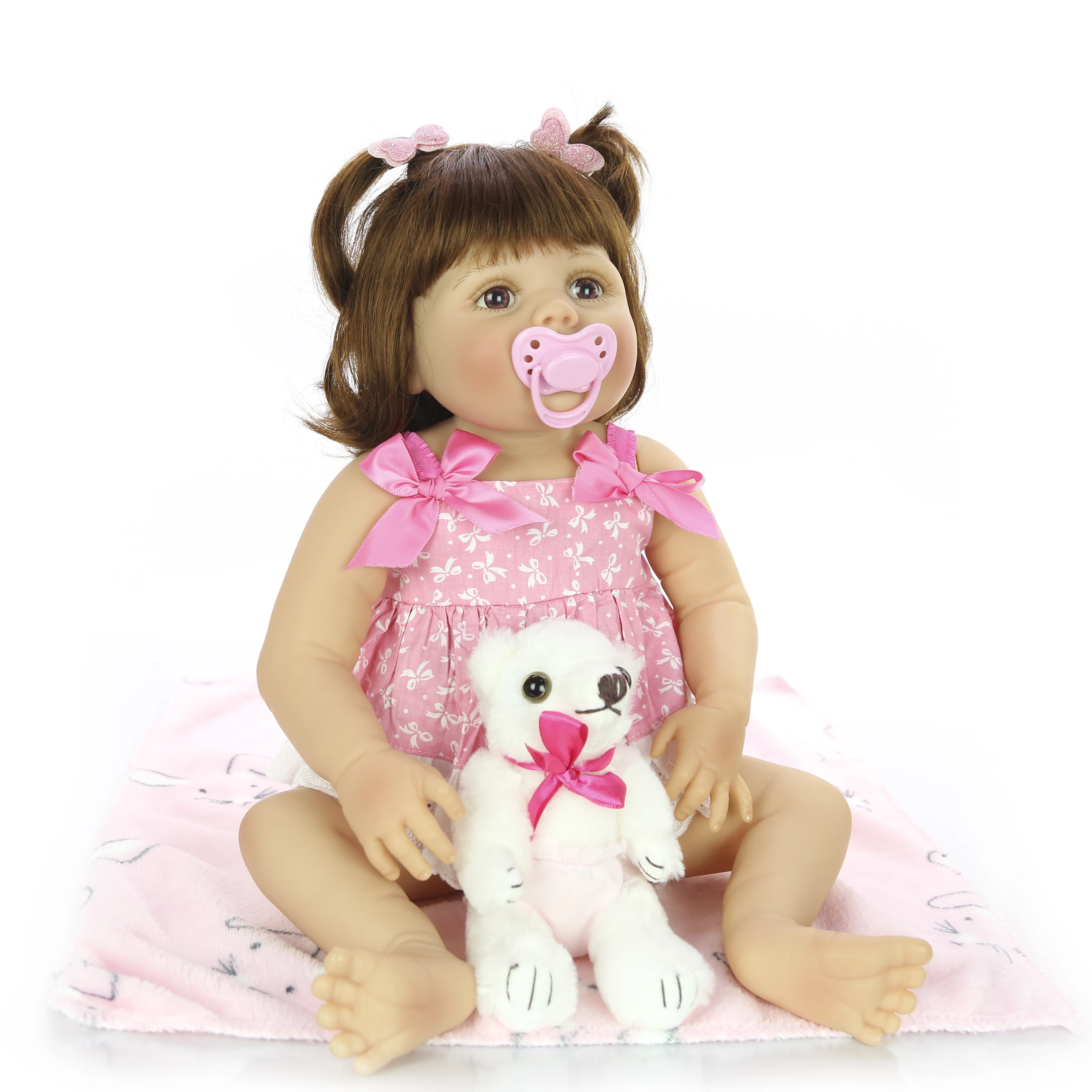 57 см реалистичные возрождающиеся Детские куклы полностью силиконовые виниловые