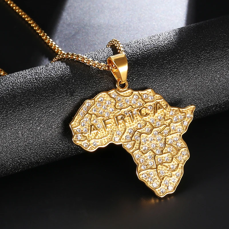 В стиле хип-хоп реперские кепки CZ камень Bling льдом Карта Африки Кулоны из