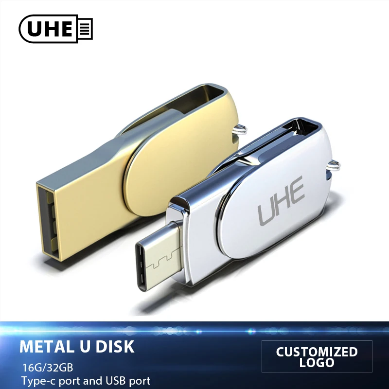 UHE USB Flash Drive 32GB 3.0 Pendrive For PC Metal flash disk for Iphone 8 plus pen drive personalizado OTG flashdisk | Компьютеры и