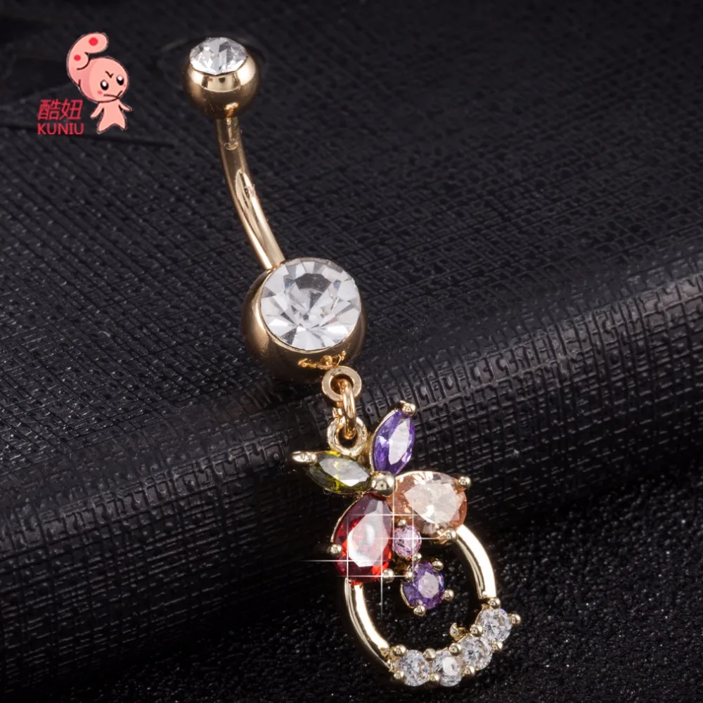 Woman's Zircon Stone Bell Button Rings Navel Body Belly Piercing Nombril Jewelry for Women P0202 | Украшения и аксессуары