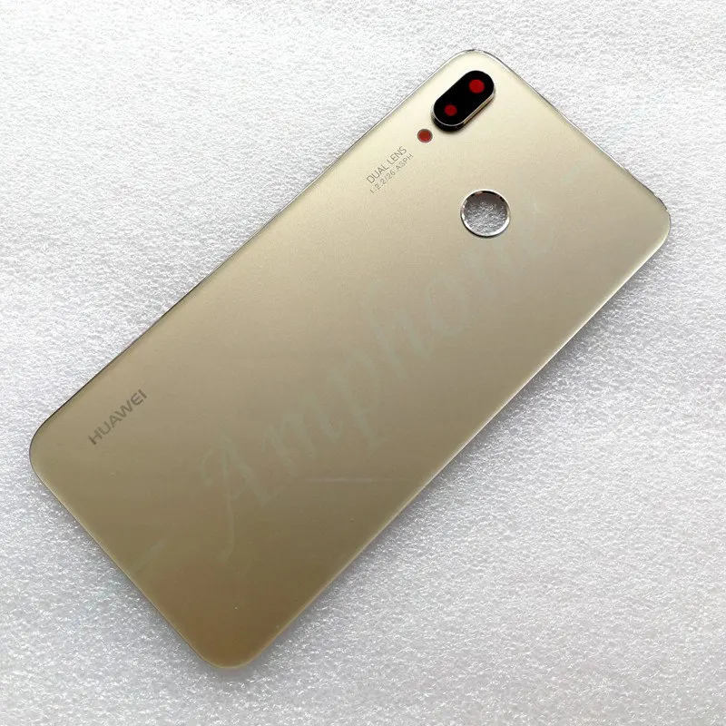 Golden Новая Оригинальная задняя крышка из закаленного стекла для huawei P20 Lite/Nova 3E, запасные части, задняя крышка для батареи, корпус+ рамка для камеры - Цвет: Golden