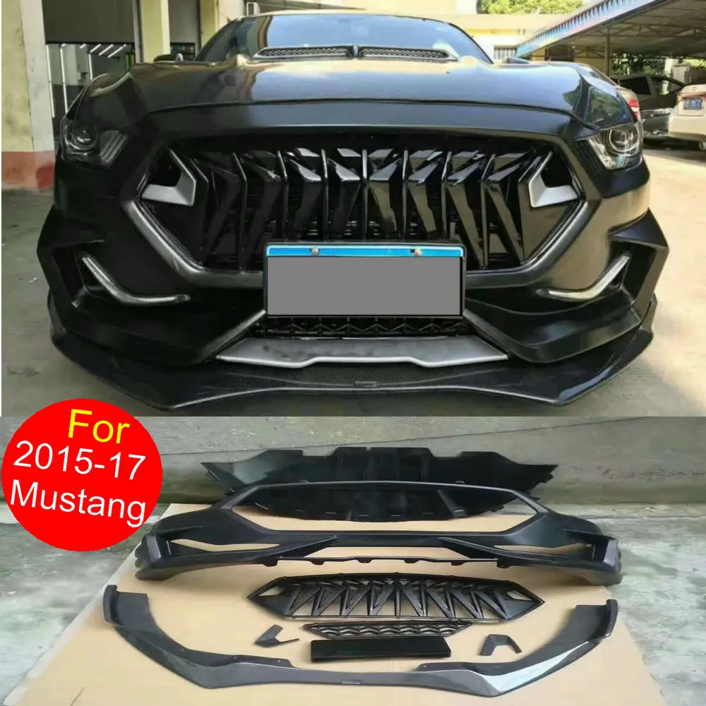 Автомобильный кузов бамперы для Ford Mustang обвес бамперы-(FRP передний бампер+ углеродное волокно передний спойлер+ гриль