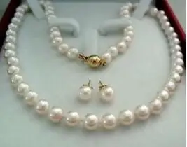 

Clasp 8-9MM White Akoya Cultured Pearl Necklace Earring no box shipping free