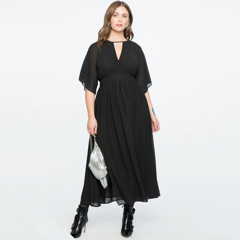 7XL 6XL шифон Для женщин летнее платье 2018 плюс Размеры офисные Стиль Высокая Талия