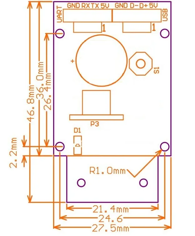 1D/2D QR сканер штрих-кода GM65 до низкого энергопотребления QR код считыватель модуль с TTL232 и USB
