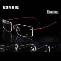 esnbie computer rimless titanium glasses frame men memory eyeglass frames 7 colors square shape prescription eyewear