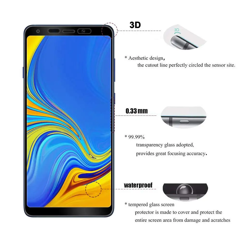 Для samsung Galaxy A9s 2018 Глянцевая 5D изогнутые углеродного волокна Мягкий край