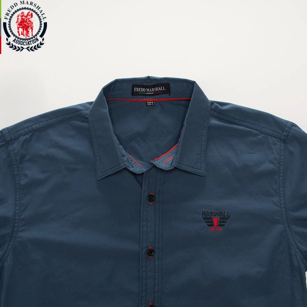Fredd Marshall новинка 2017 модные мужские однотонные рубашки с длинным рукавом и