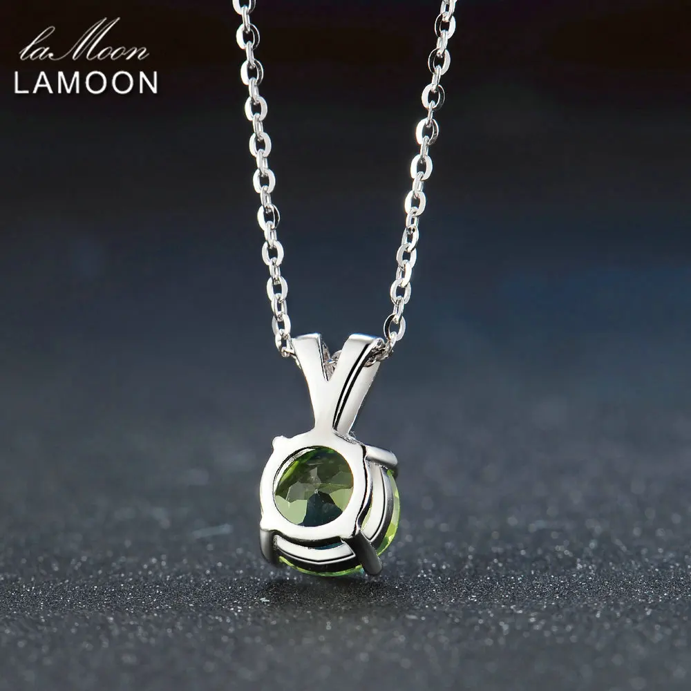 Ожерелье женское из серебра 925 пробы с натуральным круглым Перидотом 8 мм|jewelry