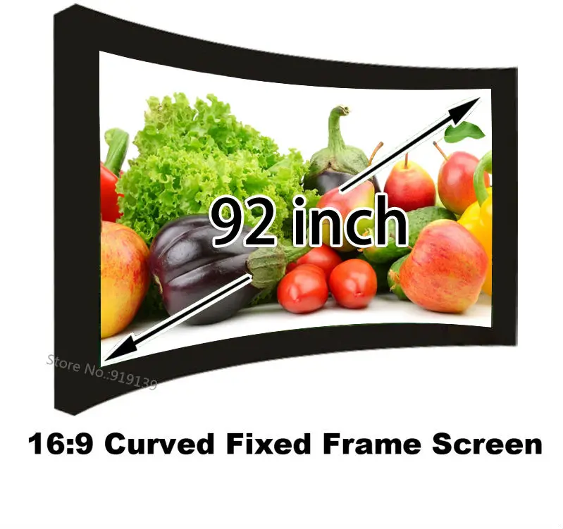 Оптом розница Цифровой 3D проектор экран 92 дюйма размер 114x223 см изогнутая фиксированная рамка экран для проектора s 1080P Показать